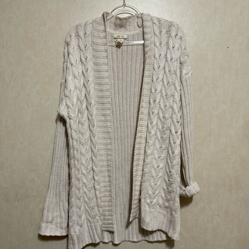 Matilda Jane Oatmeal Open Front Knit Long Cardigan Sweater